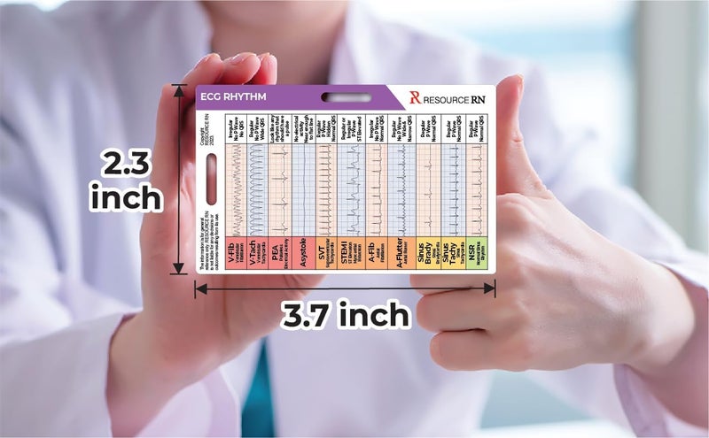 Resource RN EKG Rhythm Interpretation Badge Card – Quick Reference Guide for ECG/EKG Rhythms – Dual-Sided, Horizontal & Vertical Layout – Pocket-Sized Cheat Sheet for Nurses, Paramedics & Medical Students - Image 3